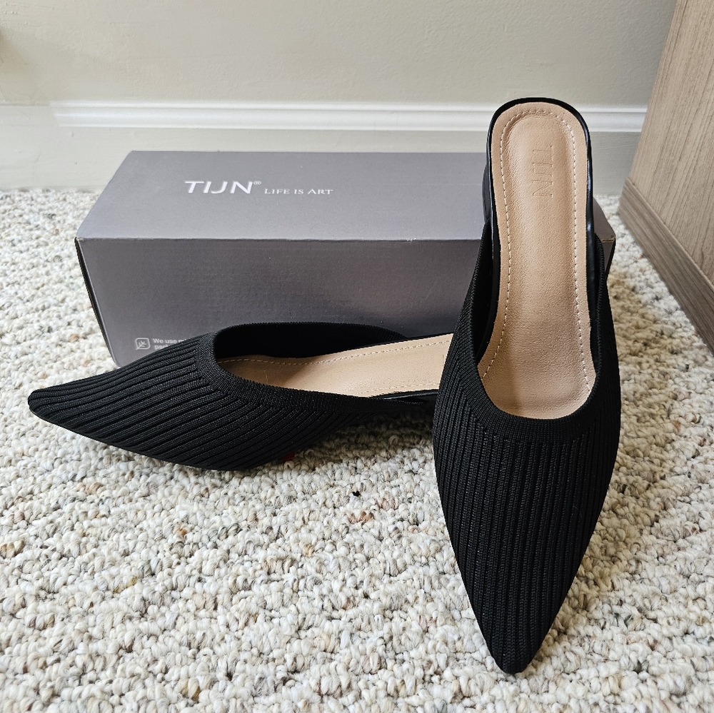TIJN Helka Pointed Toe Knit Mules